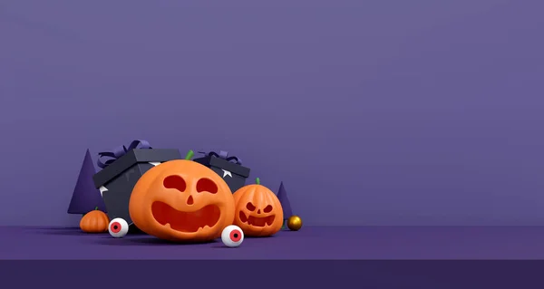 Sfondo Halloween Podio Colorato Sul Palco Con Piattaforma Rossa Viola — Foto Stock