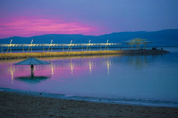 Magic lilac sunrise at the Dead Sea — Stock Photo, Image