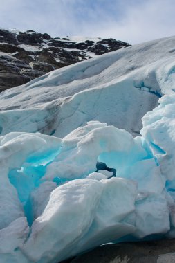 κοντινό πλάνο του παγετώνα nigardsbreen (Νορβηγία)