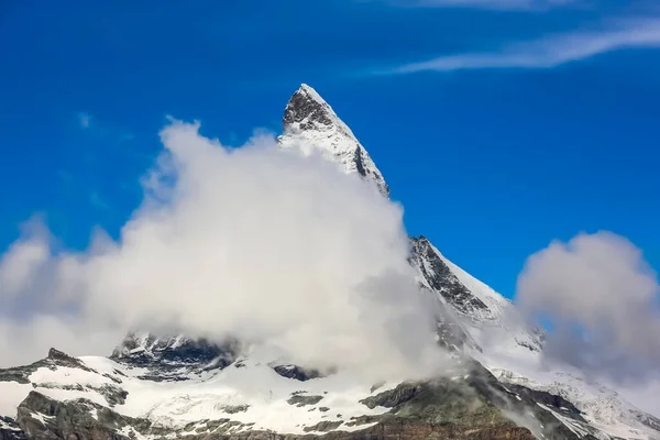 Matterhorn Csúcs Napos Nappal Kilátás Rotenboden Vasútállomás — Stock Fotó