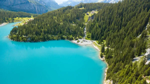 Vue Oeschinensee Lac Oeschinen Près Kandersteg Sur Oberland Bernais Suisse — Photo