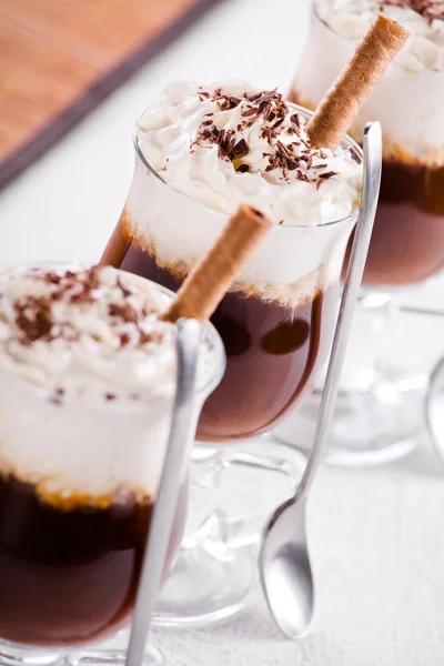 Three Hot Chocolate With Cream — Stock Photo, Image