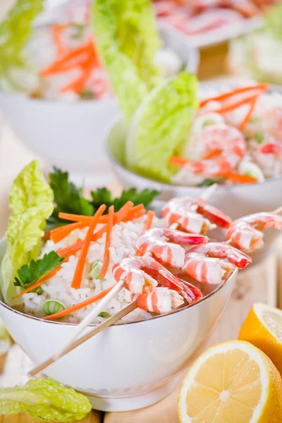 Arroz e camarões Bowls — Fotografia de Stock