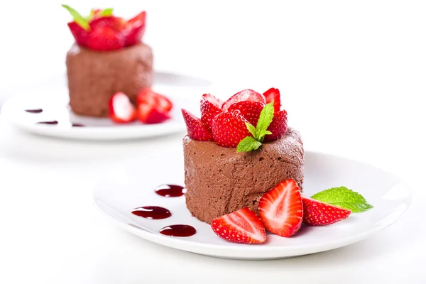 Csokoládé mousse szamóca — Stock Fotó