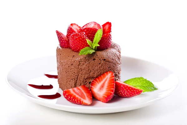 Strawberries With Chocolate Mousse — Stock Photo, Image