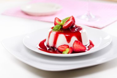 Fancy Panna Cotta With Strawberries clipart