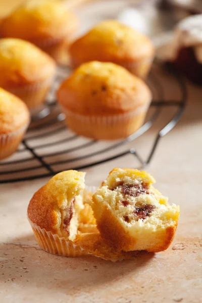 Bunch Tiny Homemade Muffins Organic Cherries Лицензионные Стоковые Изображения