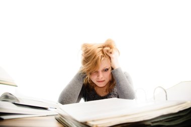 öğrenci üzerinde beyaz backgr izole bir sınavı - revize vurguladı