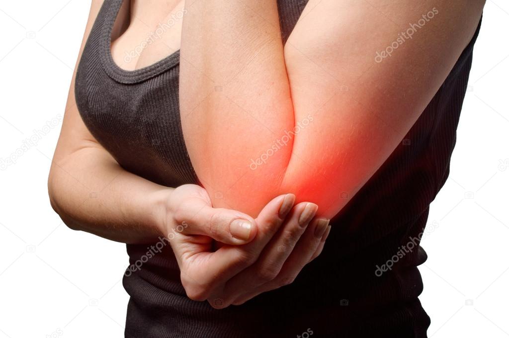 young woman having pain in her elbow