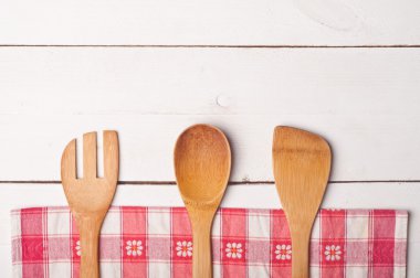 ahşap masa ve masa örtüsü ile arka plan 