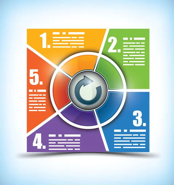 Arbeitsablaufdiagramm in fünf Phasen — Stockvektor