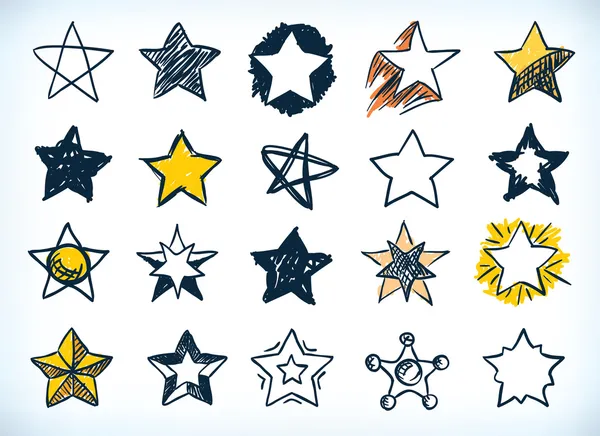 Collection of handdrawn stars — Stock Vector