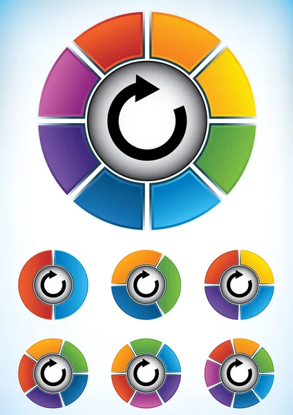 Conjunto de diagramas de rueda con componentes — Vector de stock