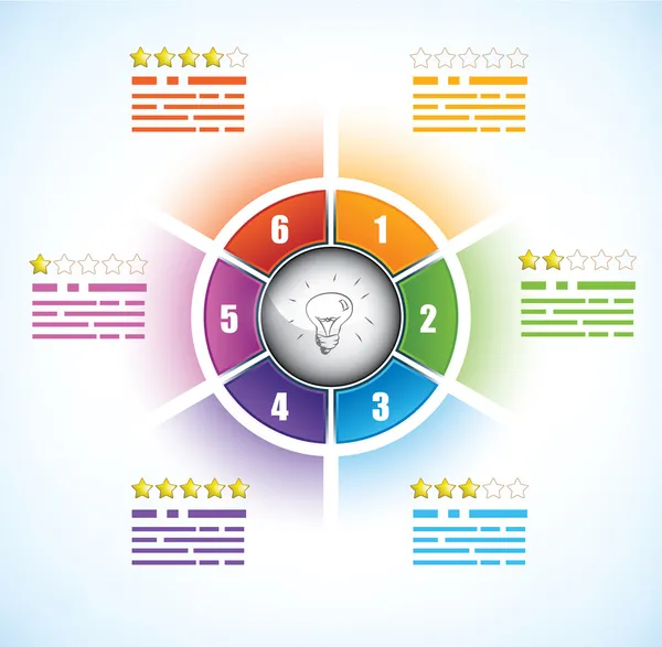 Modelo de diagrama de buiness com seis partes — Vetor de Stock