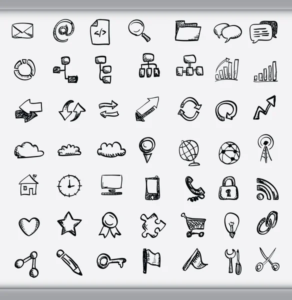 Collection of hand drawn icons — Stock Vector