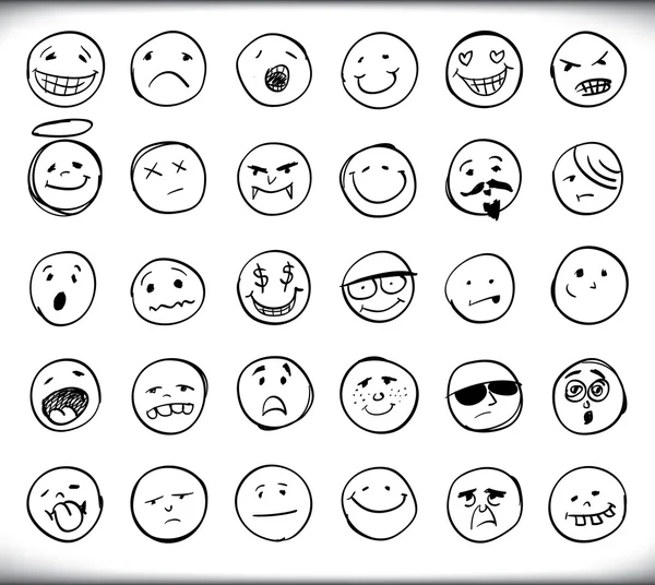 Emoticons desenhados à mão — Vetor de Stock