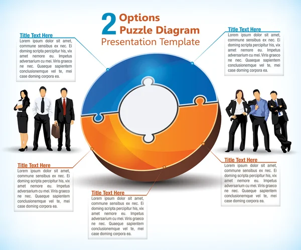 Diagramme de puzzle à deux côtés — Image vectorielle
