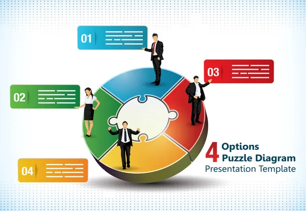 Modèle de présentation de puzzle à quatre côtés — Image vectorielle