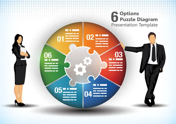 6 oldalas üzleti wheelchart — Stock Vector