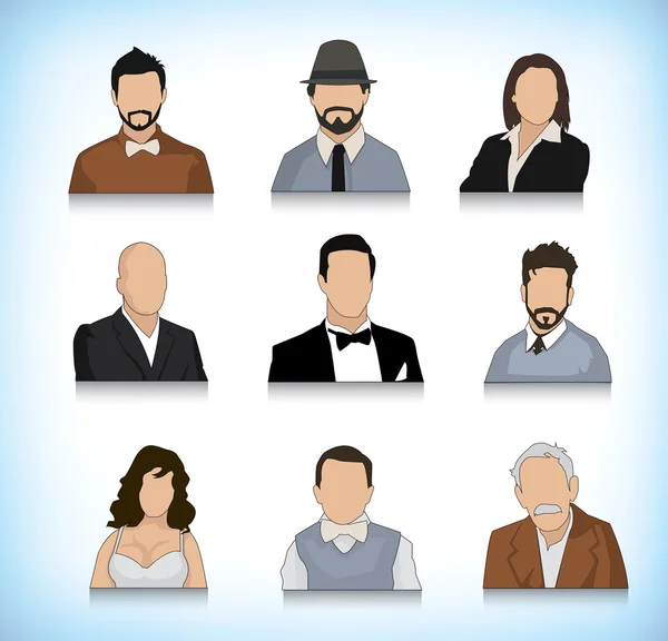 Ensemble de neuf avatars — Image vectorielle