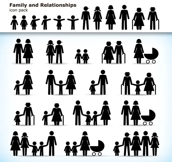 Conjunto de pictogramas familiares — Vector de stock