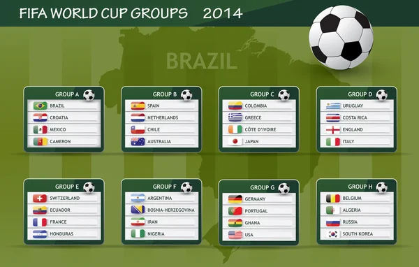 Fifa 2014 gruppi — Vettoriale Stock