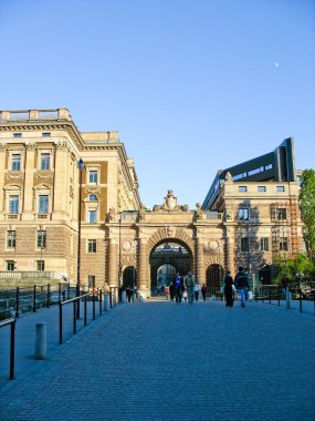 Buildings and entrance in Stockholm (Sweden) clipart