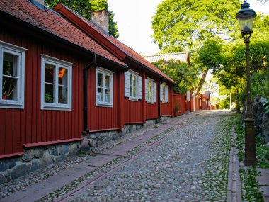 Red wooden swedish house clipart