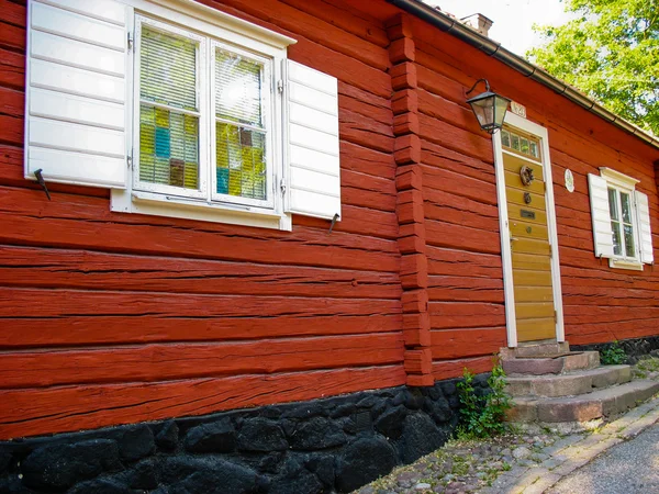 Red wooden swedish house — Stock Photo, Image