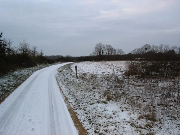 雪と田舎の道 — ストック写真
