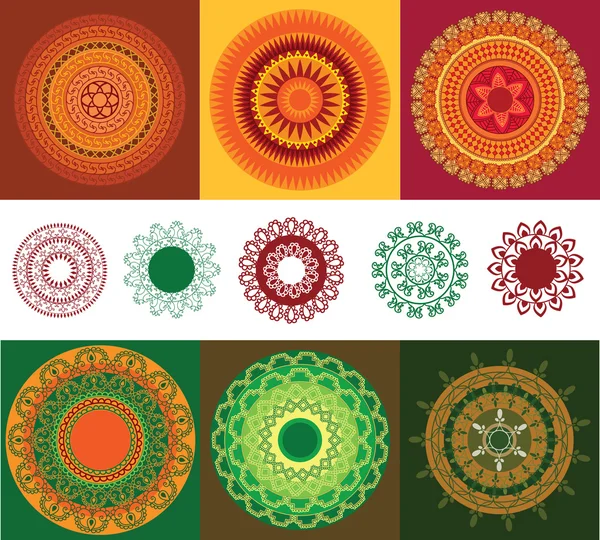 Πολύχρωμα henna Μάνταλα σχεδιασμού — Διανυσματικό Αρχείο