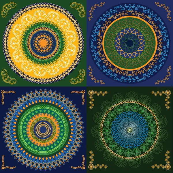 Diseño colorido del mandala de la henna — Vector de stock