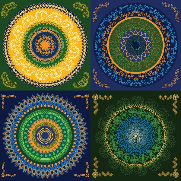 Diseño colorido del mandala de la henna — Archivo Imágenes Vectoriales