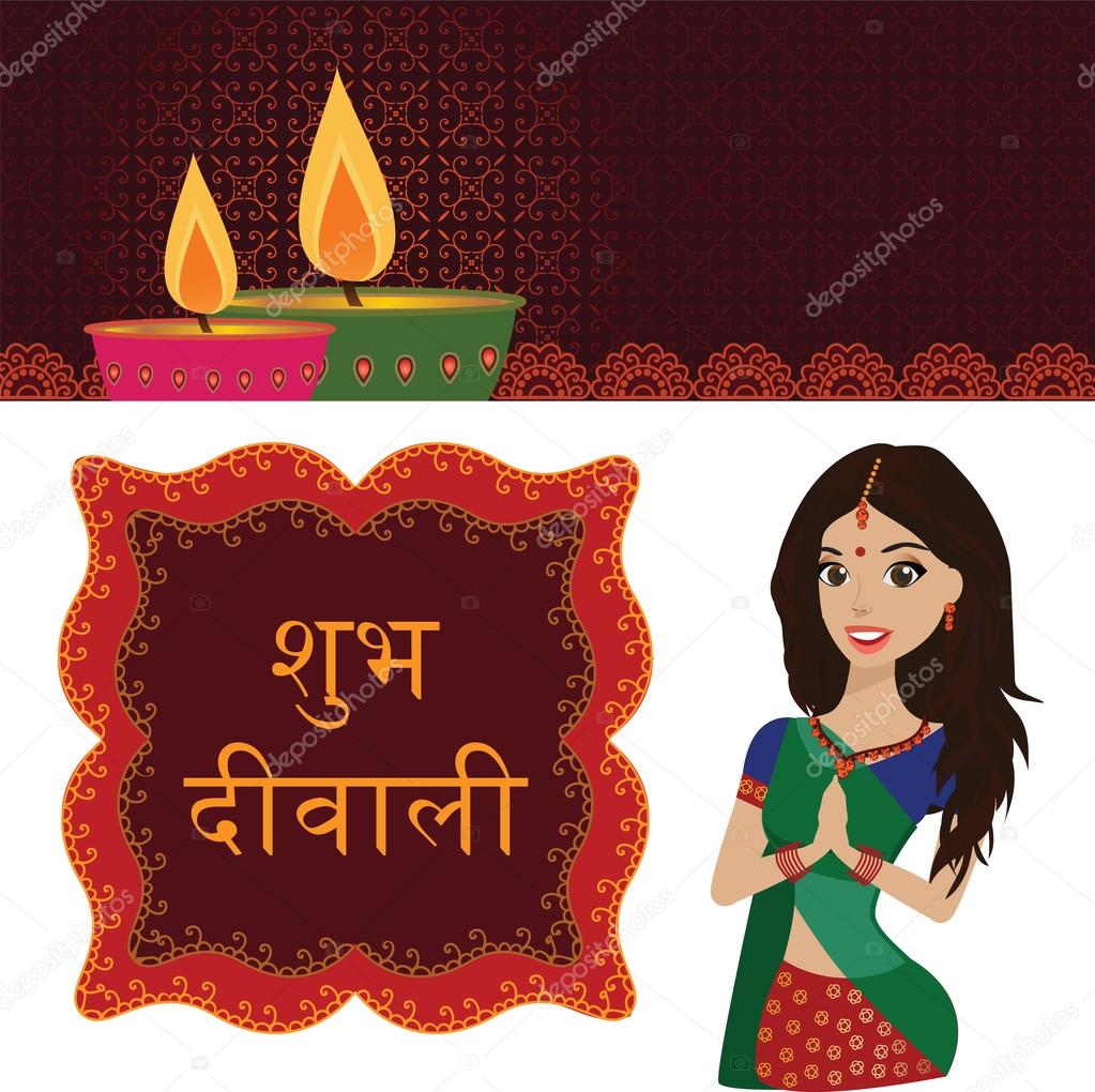 vector illustration of Cute Indian girl in Namaste pose, Creative Diwali  Celebration banner for social media promotions. 4185148 Vector Art at  Vecteezy