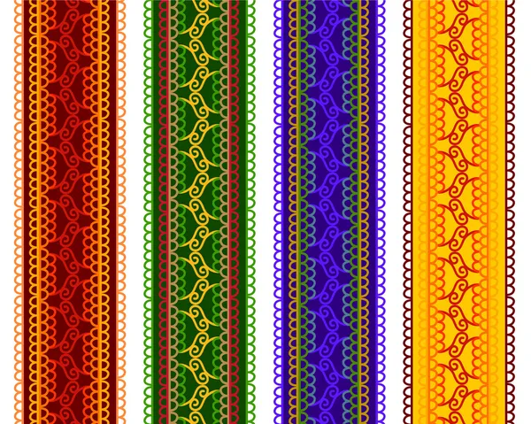 다채로운 헤나 테두리 및 배너 — 스톡 벡터
