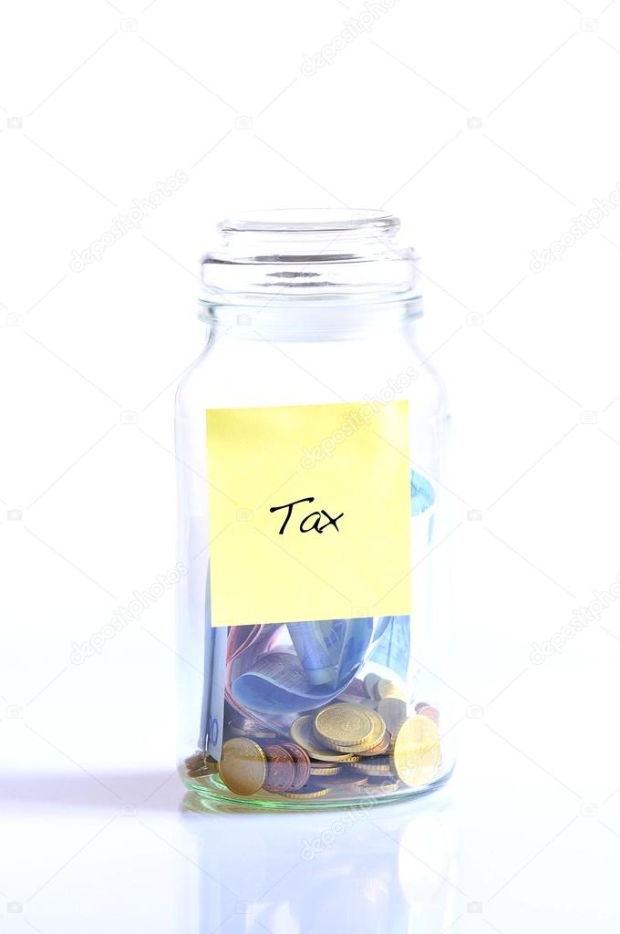 Glass jar with tax.