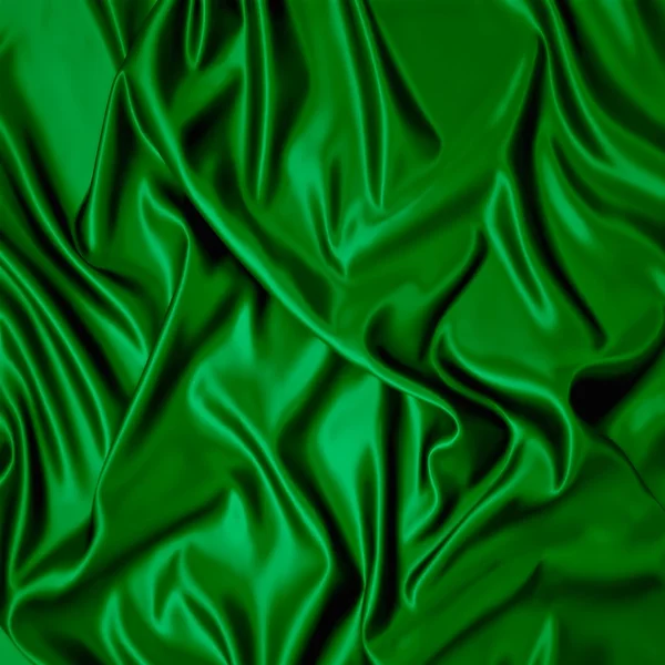 Green silk cloth with folds. — Stock Photo, Image