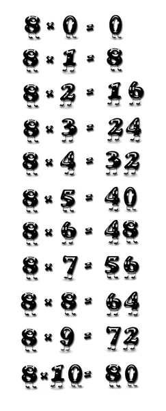 Таблица умножения восьми . — стоковое фото