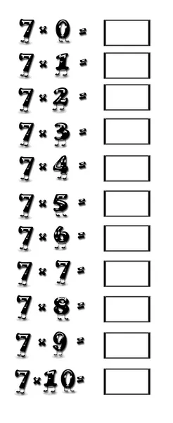 Tabela de multiplicação de 7 . — Fotografia de Stock