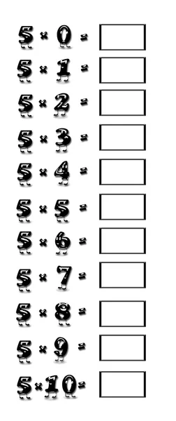 Tabla de multiplicación de 5 . —  Fotos de Stock