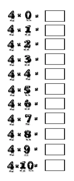 Multiplication table of 4. — Stock Photo, Image