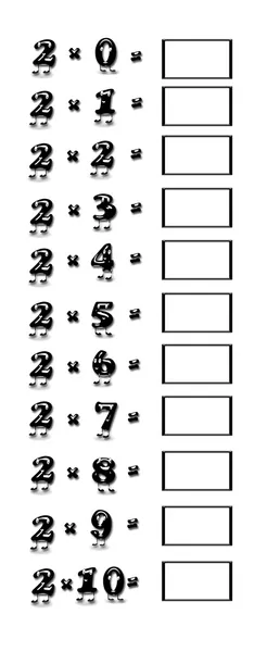 Tabela de multiplicação de 2 . — Fotografia de Stock