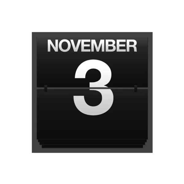 Счетчик календаря 3 ноября . — стоковое фото