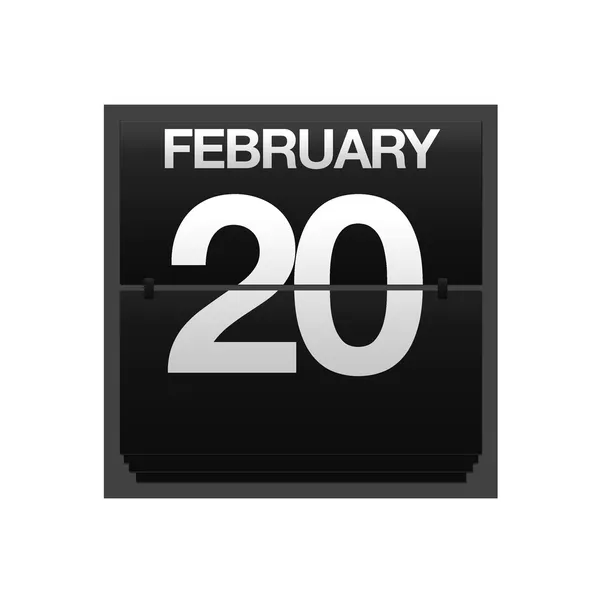 Licznik kalendarz 20 lutego. — Zdjęcie stockowe