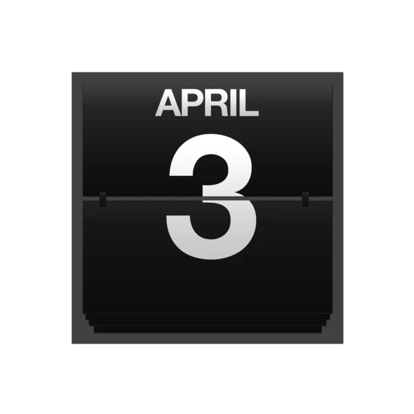 Счетчик календаря 3 апреля . — стоковое фото