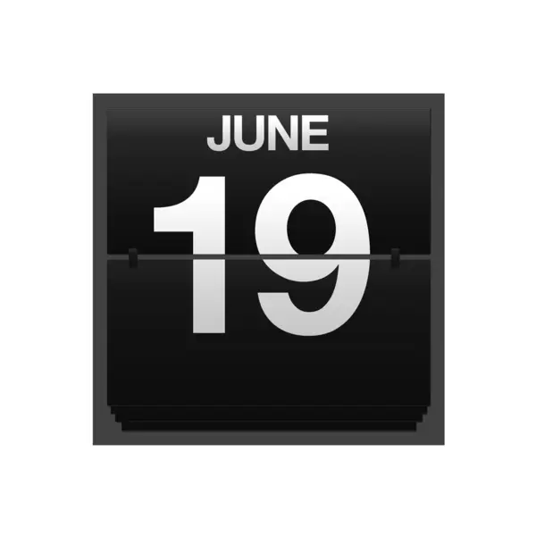 Licznik kalendarz 19 czerwca. — Zdjęcie stockowe