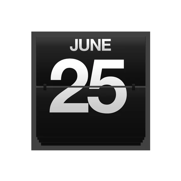 Licznik kalendarza 25 czerwca. — Zdjęcie stockowe