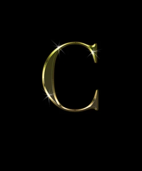 C, letter in gold. — Stock Photo, Image