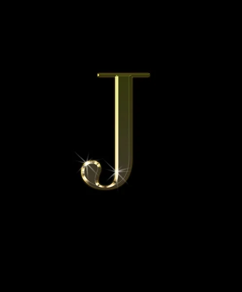 J, letter in gold. — Stock Photo, Image