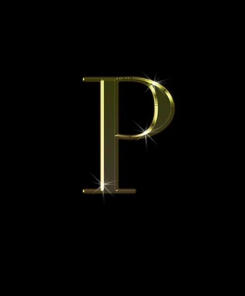 P, lettera in oro . — Foto Stock
